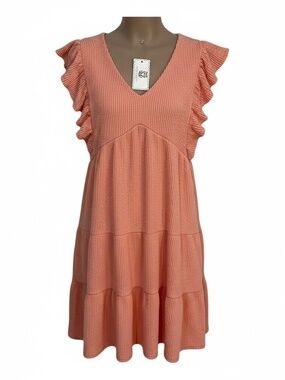 simply southern coral knit ruffle dress